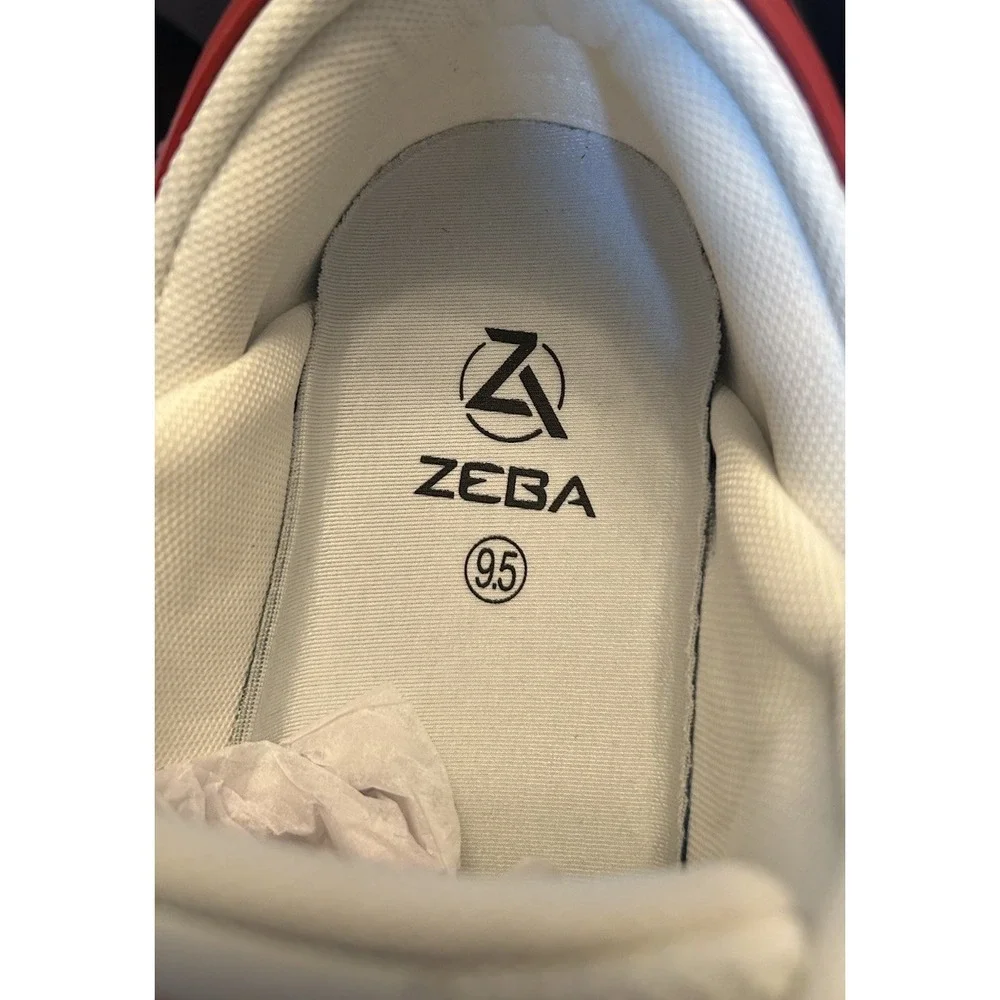 ZEBA Shoes Men's Size 9.5 White Red Hand Free Slip On Comfort Sneakers With BOX‎